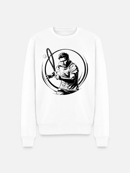 Tennis Player Silhouette - Men's Premium Organic Jumper - white