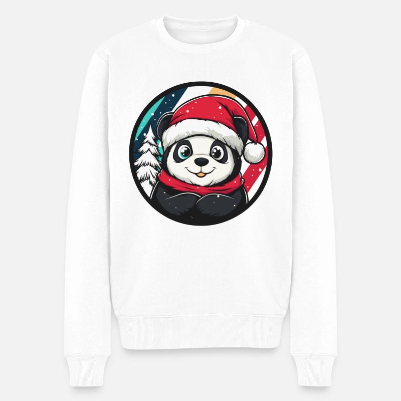 Panda Weihnachten Tier - Männer Premium Bio Pullover - Weiß