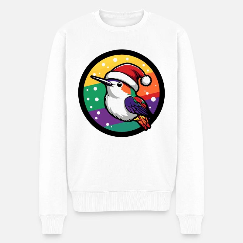 Colibri oiseau animal de Noël - Pull Premium bio Homme - blanc