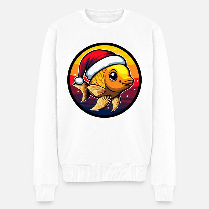 Goldfische Weihnachten Tier - Männer Premium Bio Pullover - Weiß