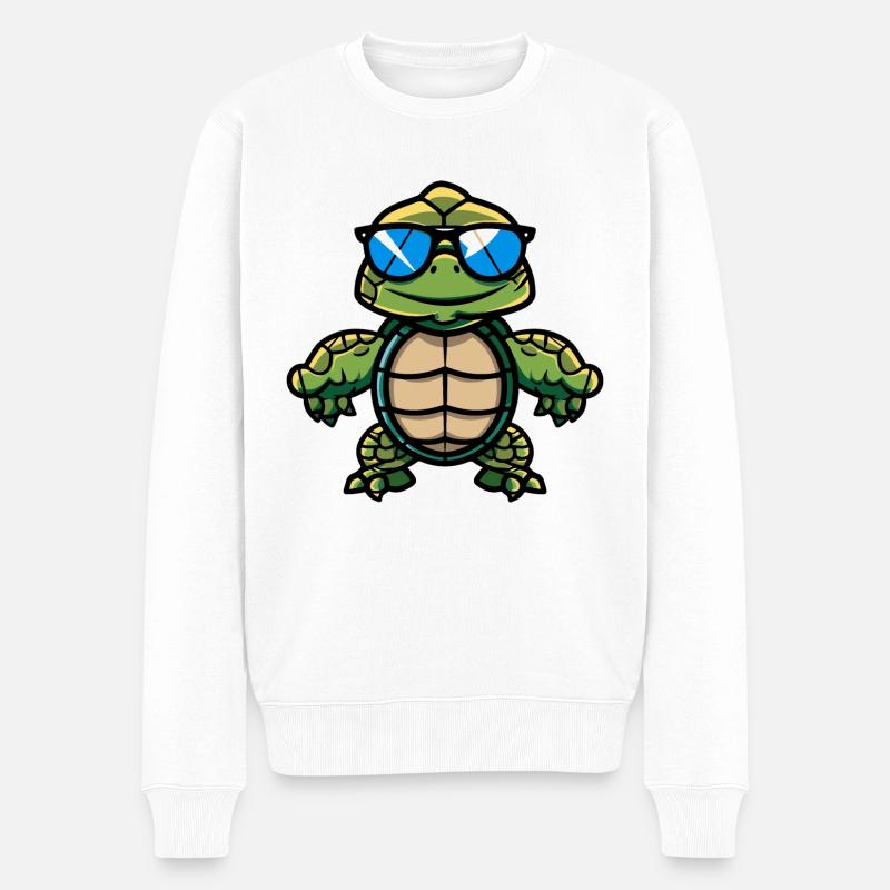 Turtle Comic Cool - Men's Premium Organic Jumper - white