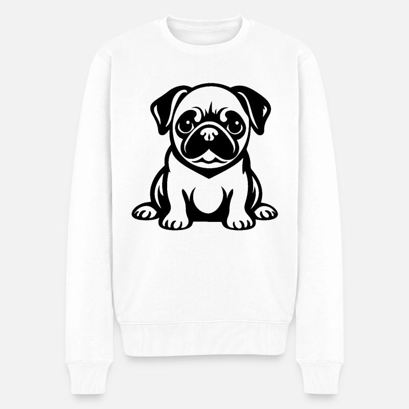 Pug Hund - Männer Premium Bio Pullover - Weiß