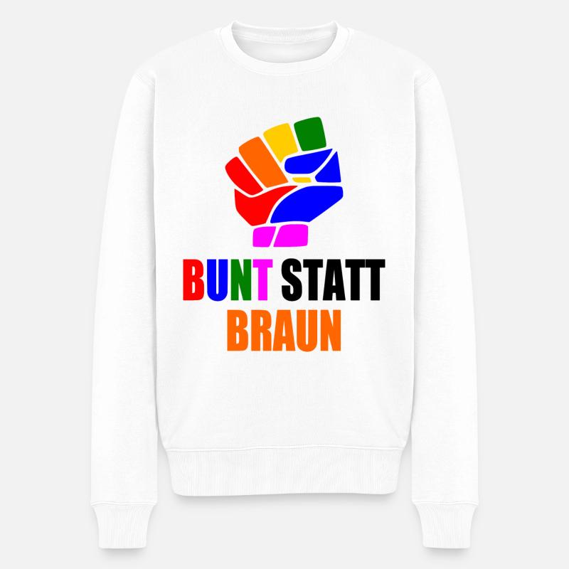 bunt statt braun - Männer Premium Bio Pullover - Weiß