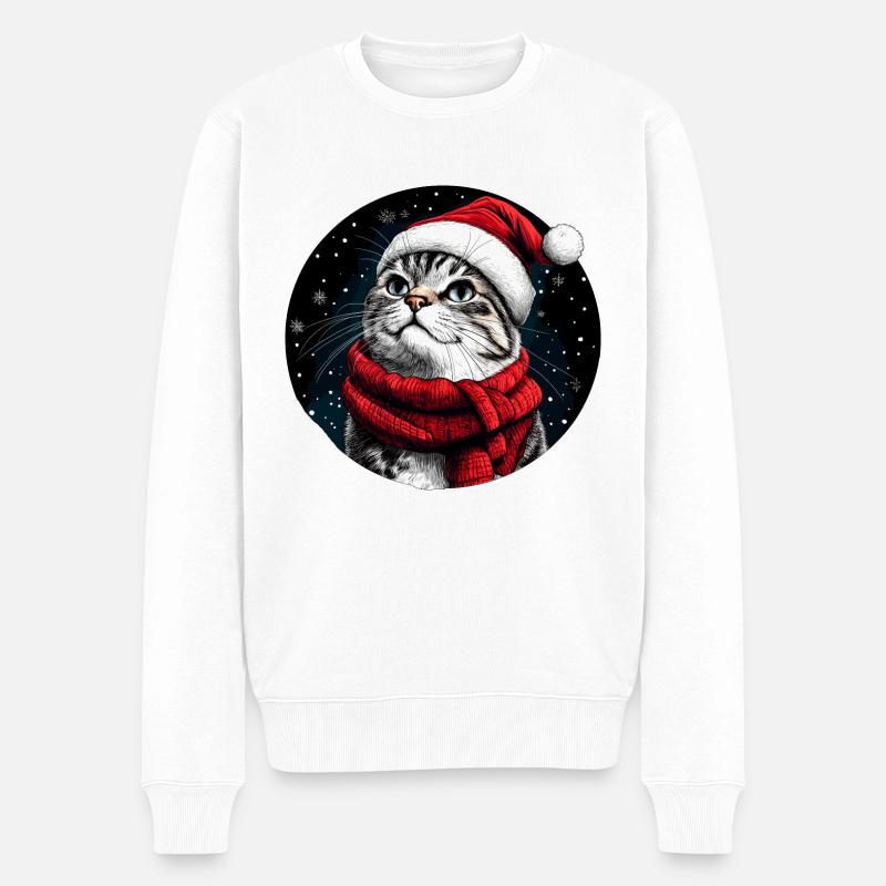 Chats Noël - Pull Premium bio Homme - blanc