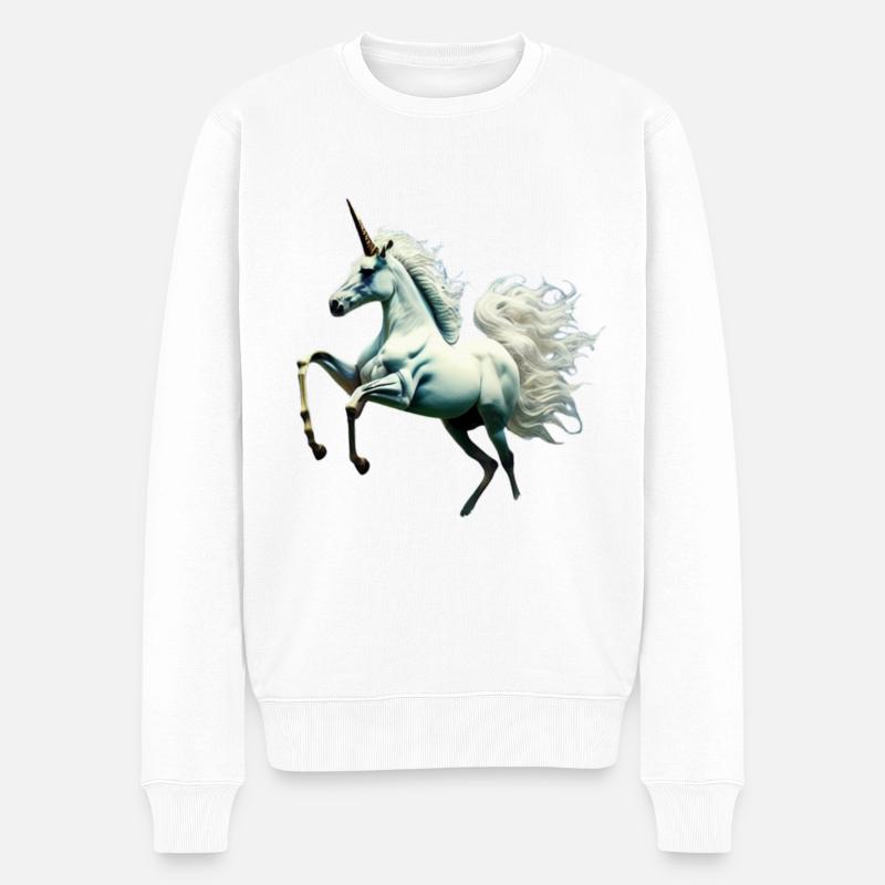 Einhorn - Männer Premium Bio Pullover - Weiß