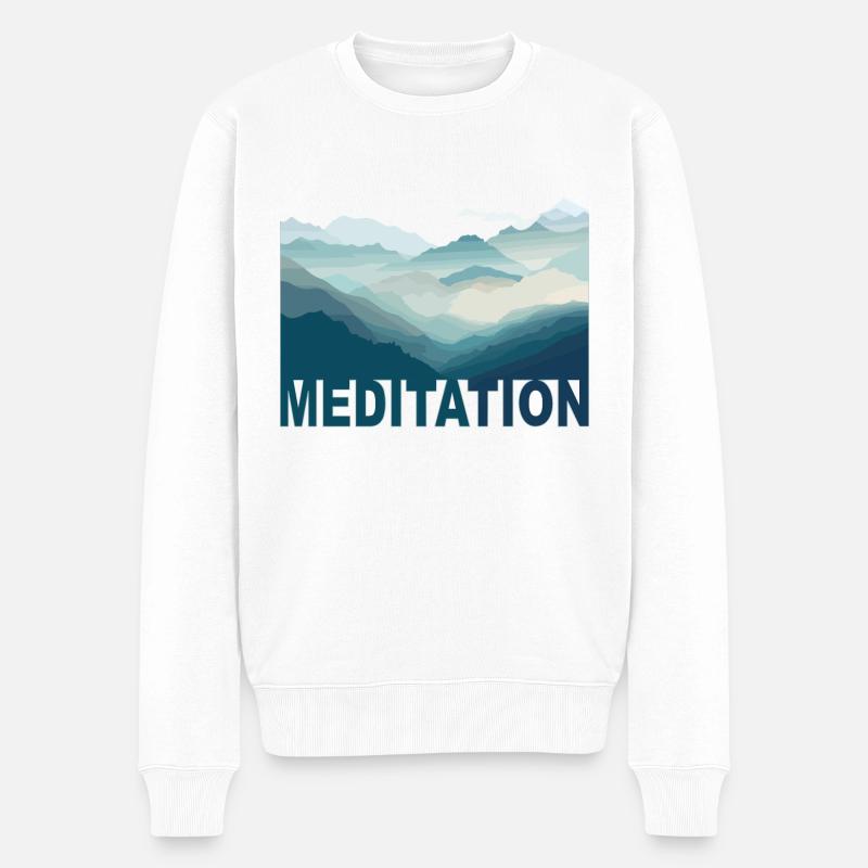 Mountain Meditation - Männer Premium Bio Pullover - Weiß