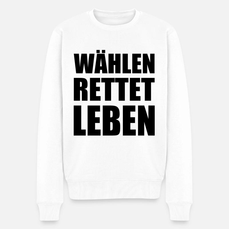 wählen rettet leben - Männer Premium Bio Pullover - Weiß