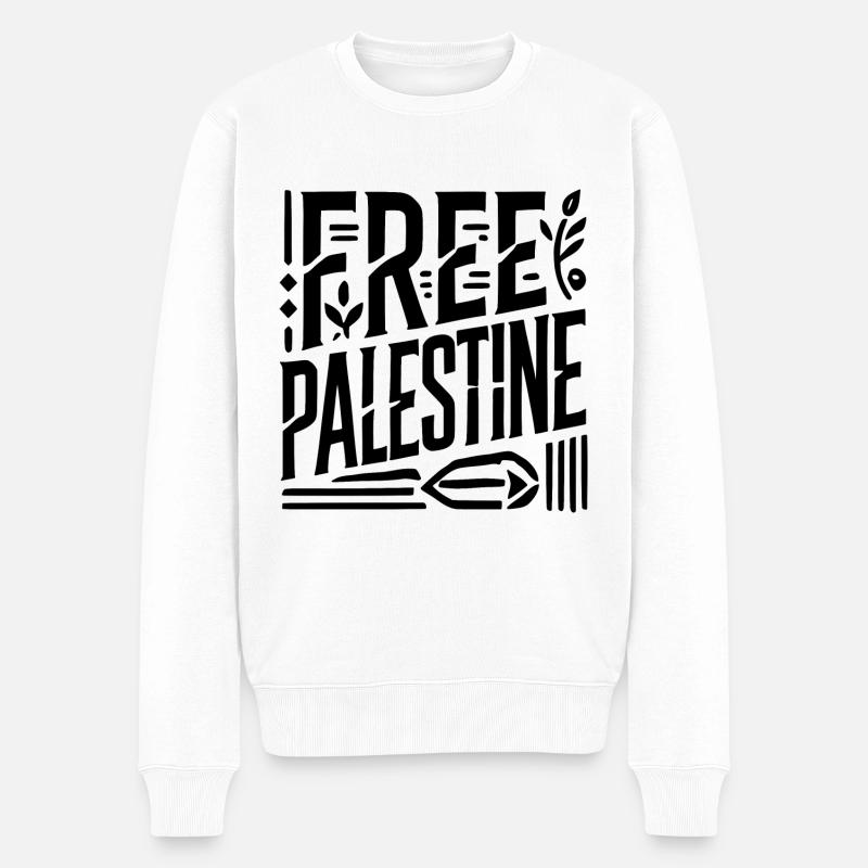 Free palestine - Männer Premium Bio Pullover - Weiß