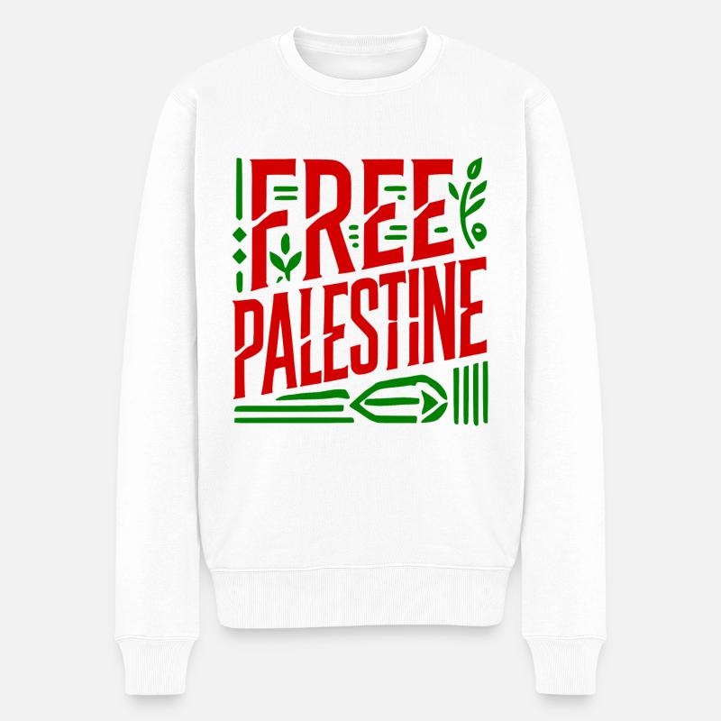 Free palestine - Männer Premium Bio Pullover - Weiß