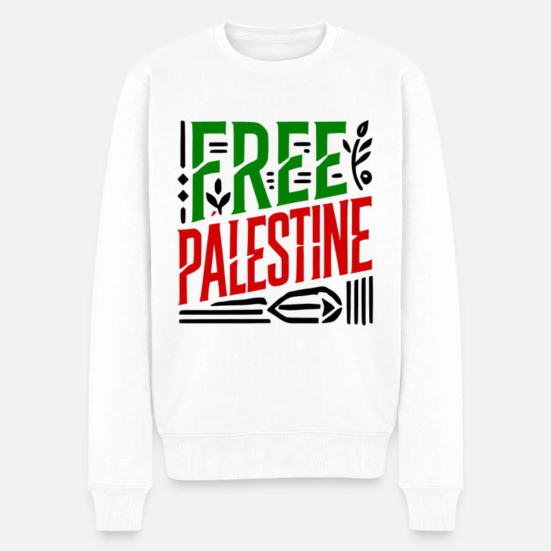 Free palestine - Männer Premium Bio Pullover - Weiß