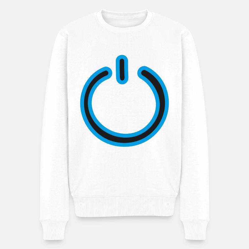 Powerbutton Design - Männer Premium Bio Pullover - Weiß
