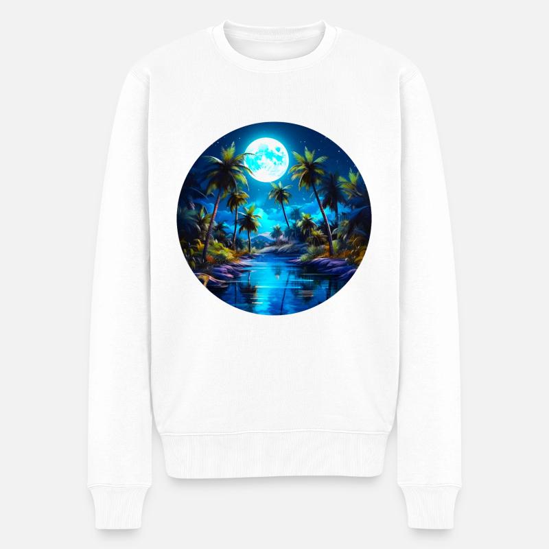 Nuit tropicale - Pull Premium bio Homme - blanc