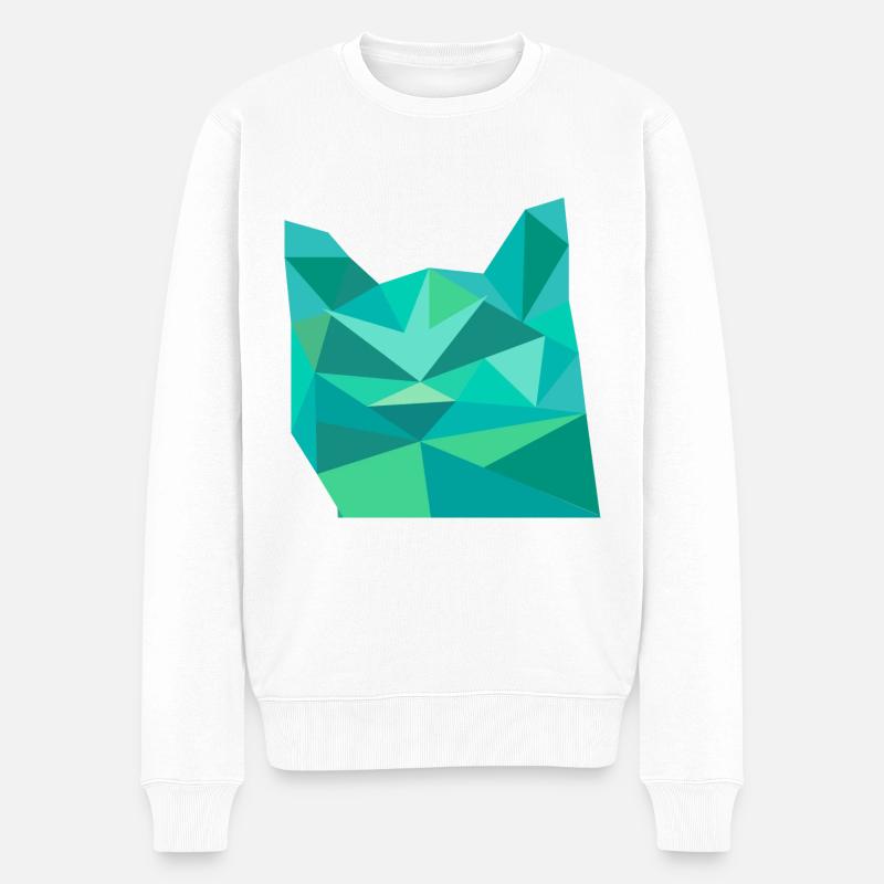 Tete de Chat Bleu - Pull Premium bio Homme - blanc