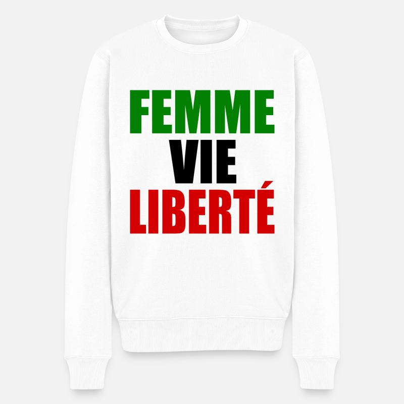 Femme vie liberté iran - Pull Premium bio Homme - blanc