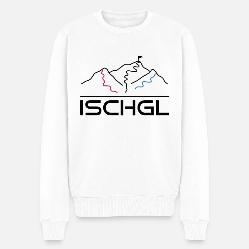 Wintersport Skipiste Ischgl - Männer Premium Bio Pullover - Weiß