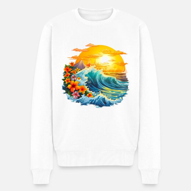 Été, soleil et océan - Pull Premium bio Homme - blanc