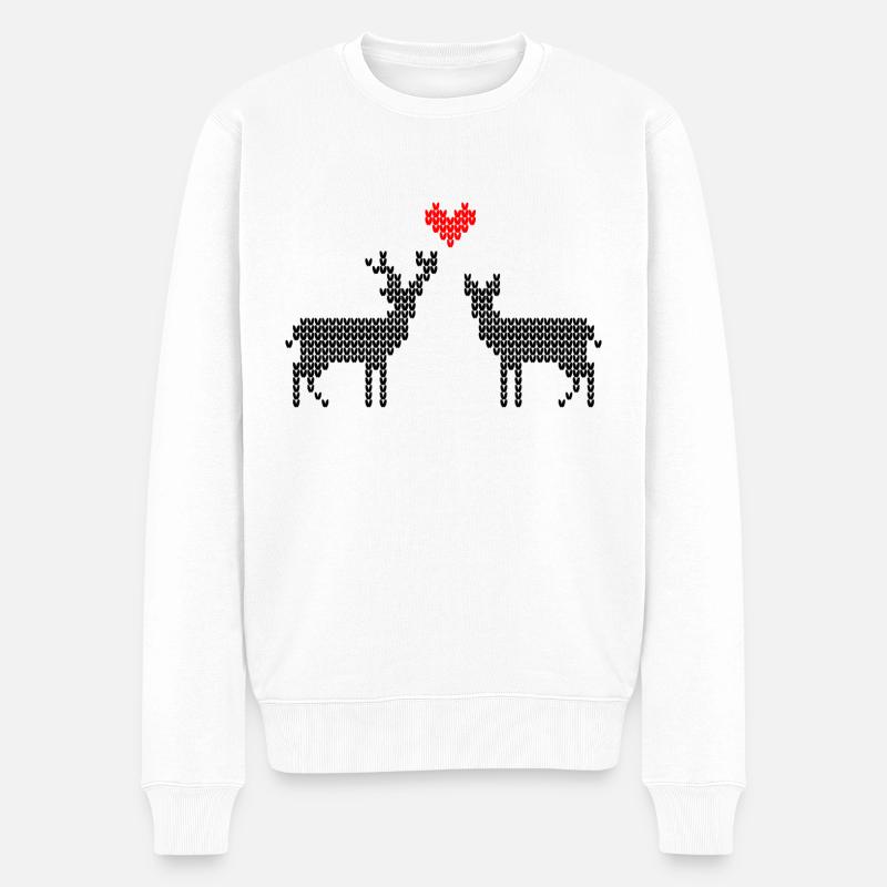 Hirsch und Reh verliebt Trachten Partner Shirt - Männer Premium Bio Pullover - Weiß