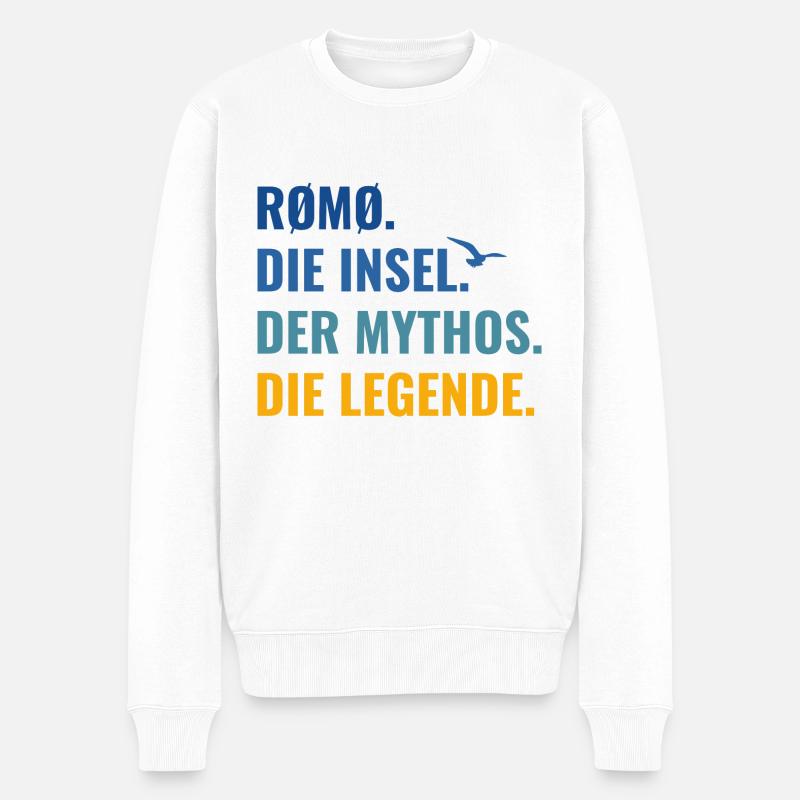 Rømø Römö Dänemark Insel Mythos Legende - Männer Premium Bio Pullover - Weiß