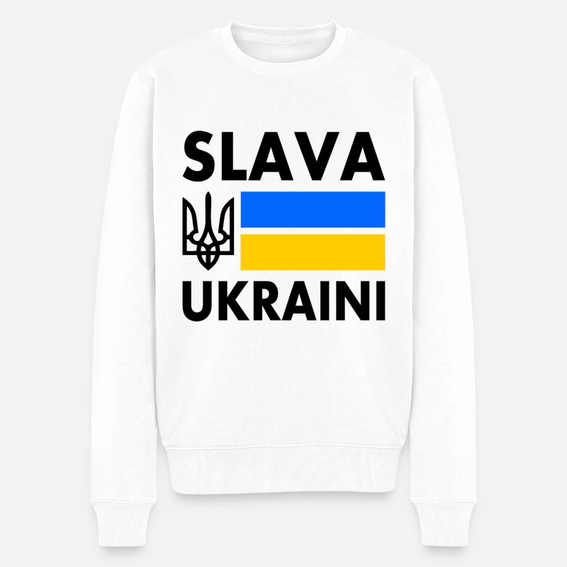 Ukraine - Männer Premium Bio Pullover - Weiß