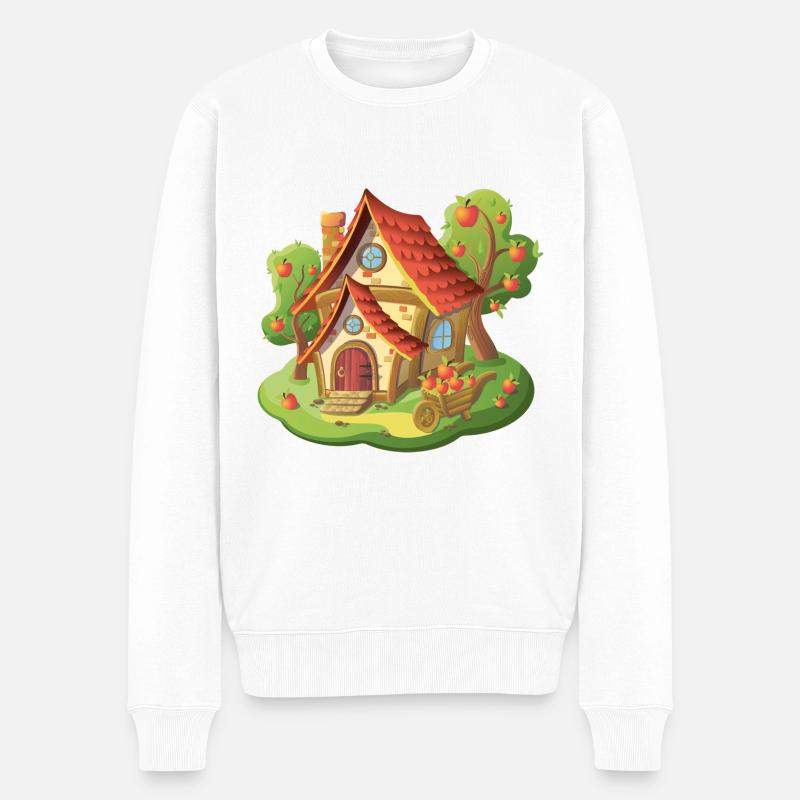 Märchen Haus Apfel Obst Garten - Männer Premium Bio Pullover - Weiß