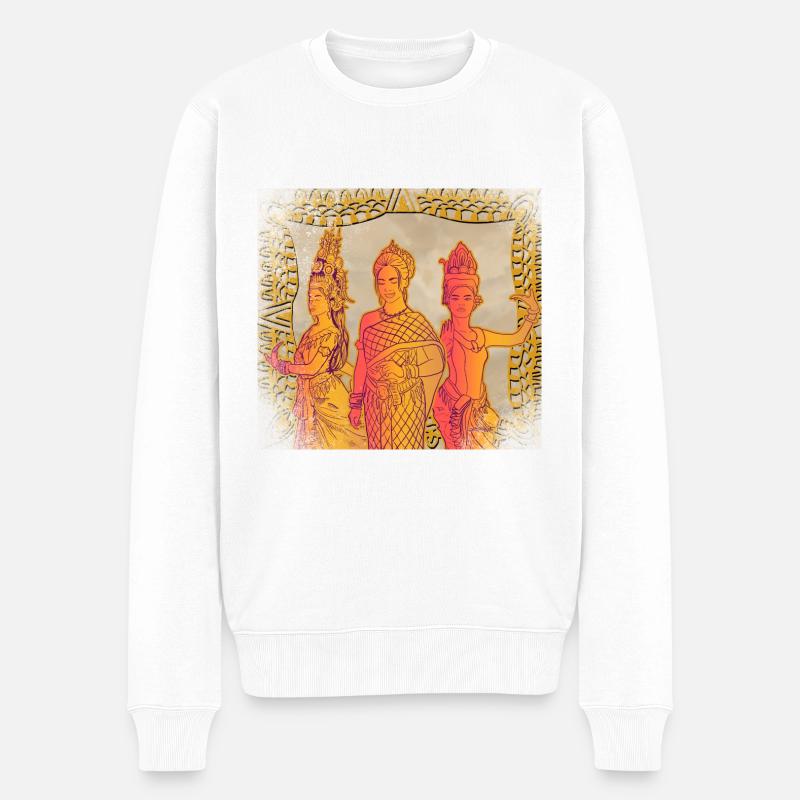 Kambodscha Tradition Tanz Khmer Apsara I Geschenk - Männer Premium Bio Pullover - Weiß