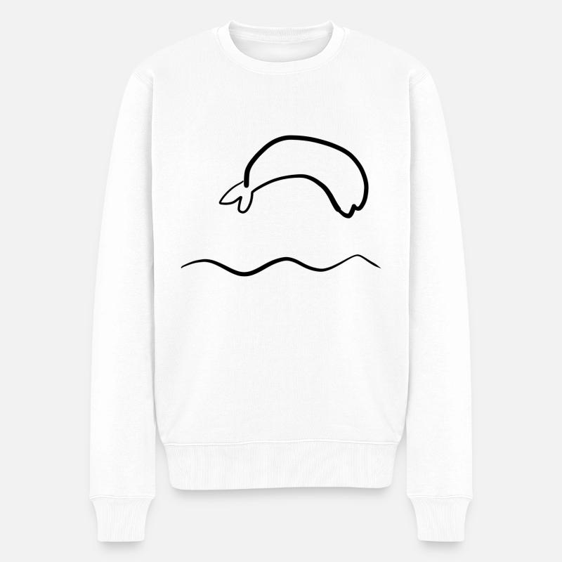 delfin wasser - Männer Premium Bio Pullover - Weiß