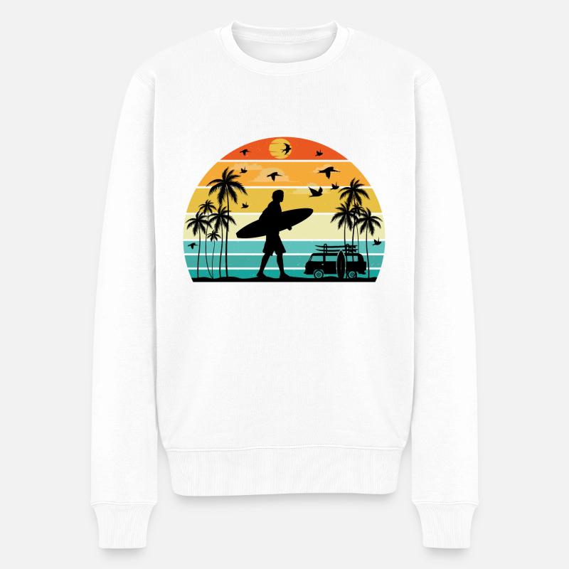 surf retro sunset - Pull Premium bio Homme - blanc