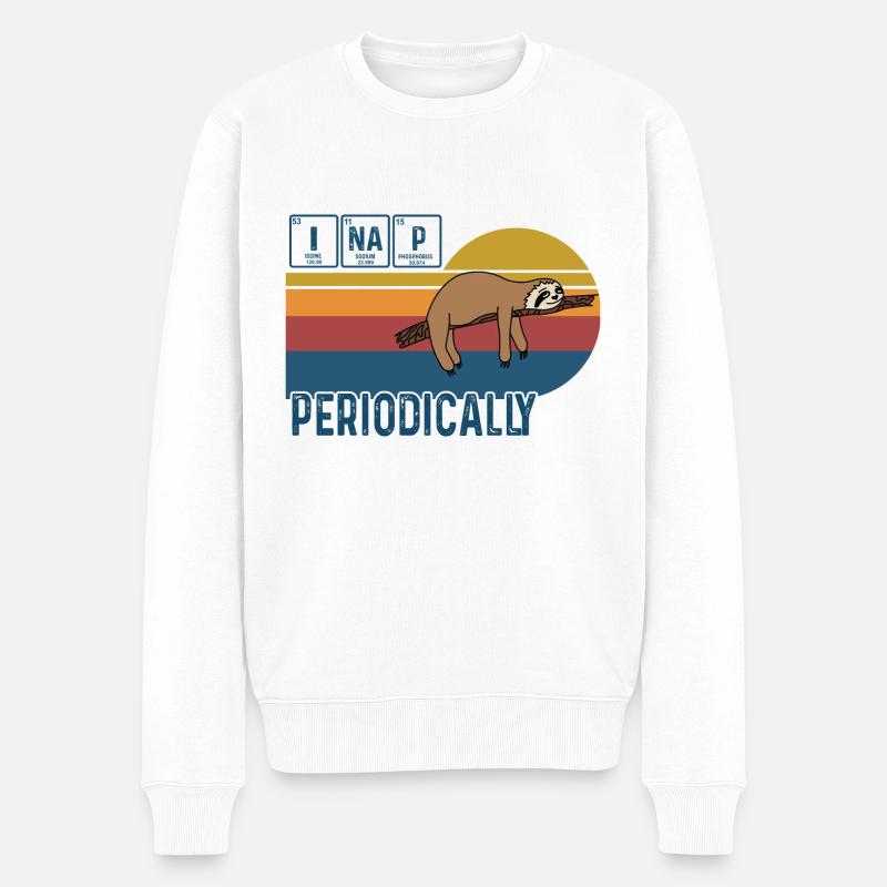 I Nap Periodically Vintage Funny Science Faultier - Männer Premium Bio Pullover - Weiß