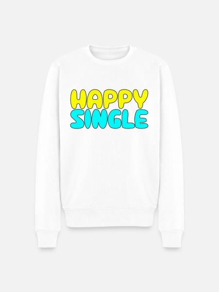 Happy Single - Glücklicher Single - Men's Premium Organic Jumper - white
