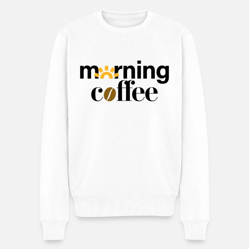 morning coffee - Männer Premium Bio Pullover - Weiß