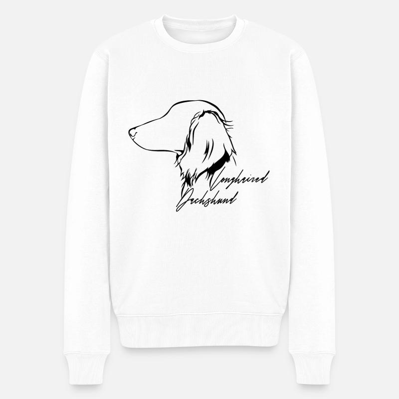 LONGHAIRED DACHSHUND Profil Hunde Hund Wilsigns - Männer Premium Bio Pullover - Weiß