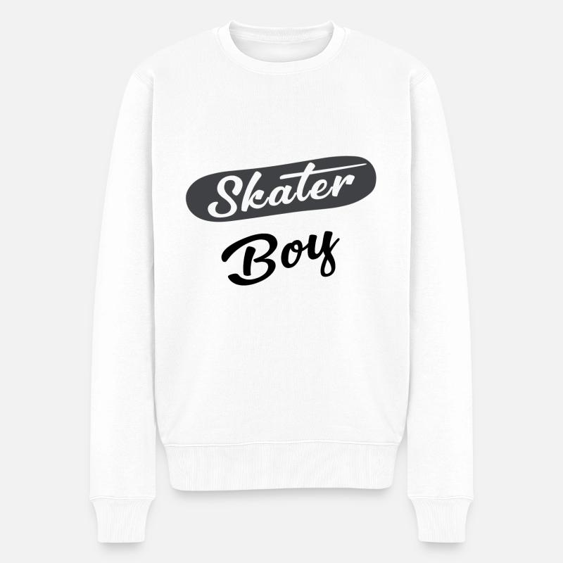 Skater Boy - Männer Premium Bio Pullover - Weiß