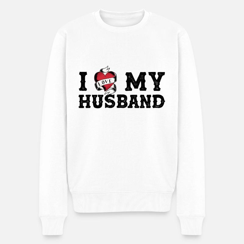 Vintage Ich liebe meinen Mann - Ich liebe meinen Mann - Männer Premium Bio Pullover - Weiß