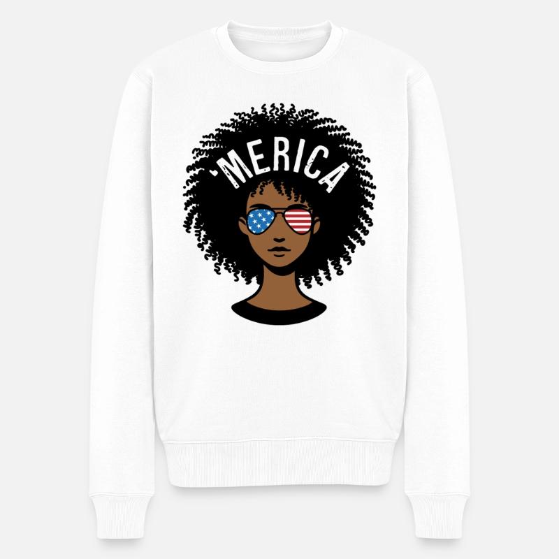 'merica Afro - Pull Premium bio Homme - blanc