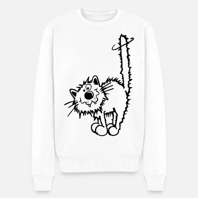 Liebe Katze - Männer Premium Bio Pullover - Weiß