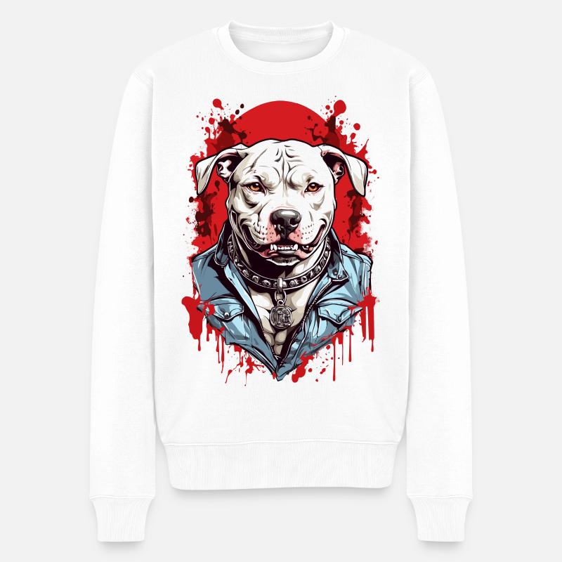 Race de chien Pitbulls - Pull Premium bio Homme - blanc