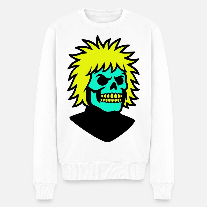 Skullman mit cooler Frisur - Männer Premium Bio Pullover - Weiß