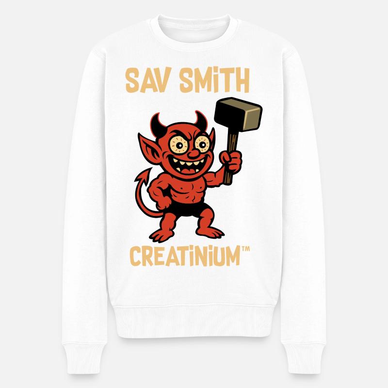 Sav Smith – Der Chaoskobold - Männer Premium Bio Pullover - Weiß
