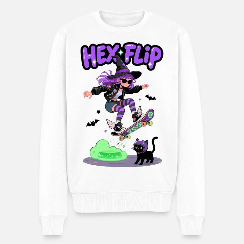 Hex Flip Witch Conception de planche à roulettes - Pull Premium bio Homme - blanc