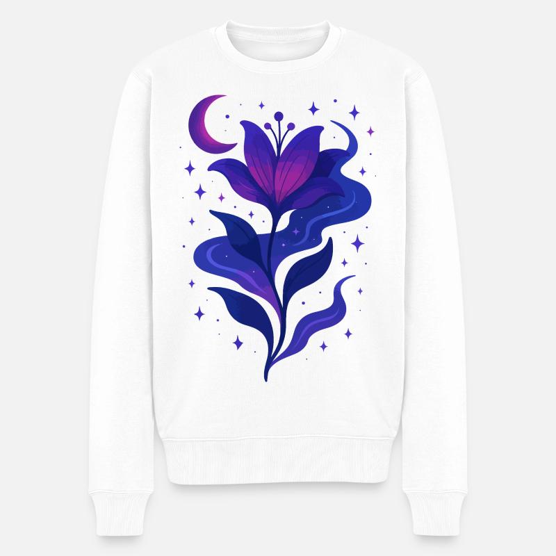 Minuit Floraison Galaxie Fleur - Pull Premium bio Homme - blanc