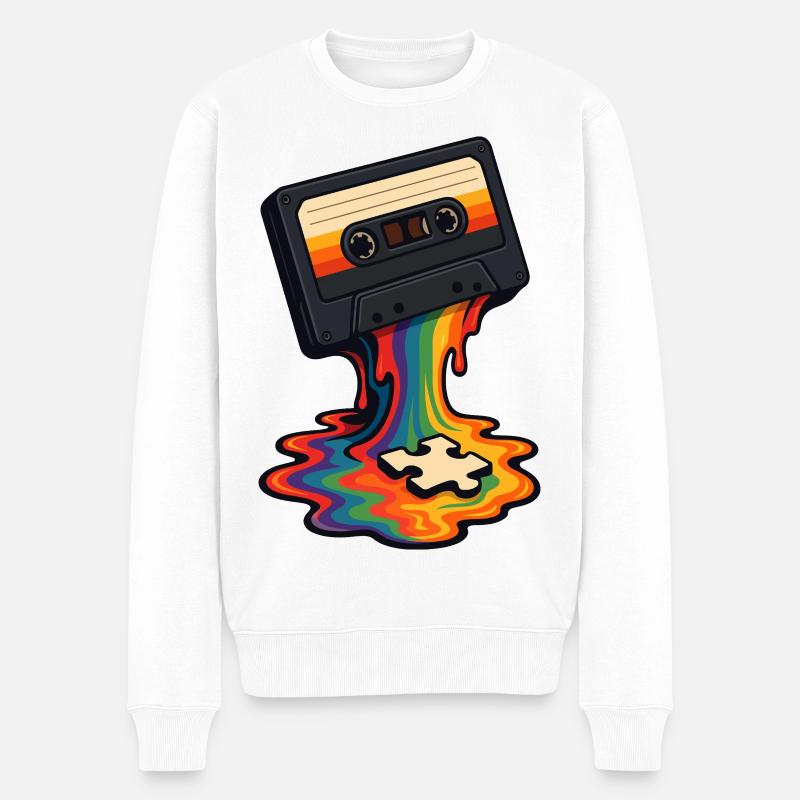 Rainbow Cassette Melt Puzzle - Pull Premium bio Homme - blanc
