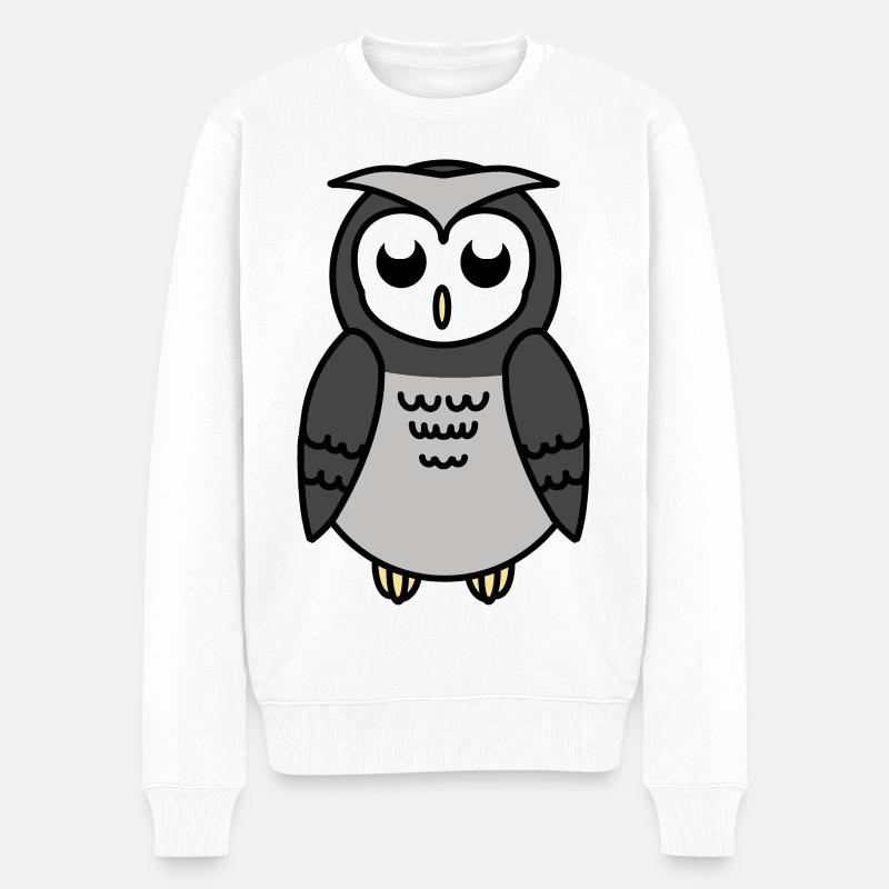 Eule - Männer Premium Bio Pullover - Weiß