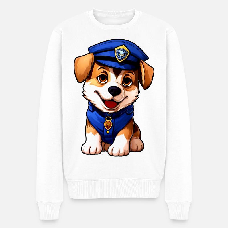 Hund Polizist - Männer Premium Bio Pullover - Weiß