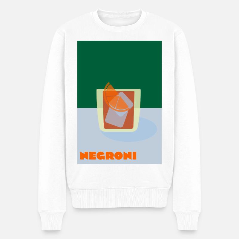 Negroni – Bold Cocktail Print - Männer Premium Bio Pullover - Weiß