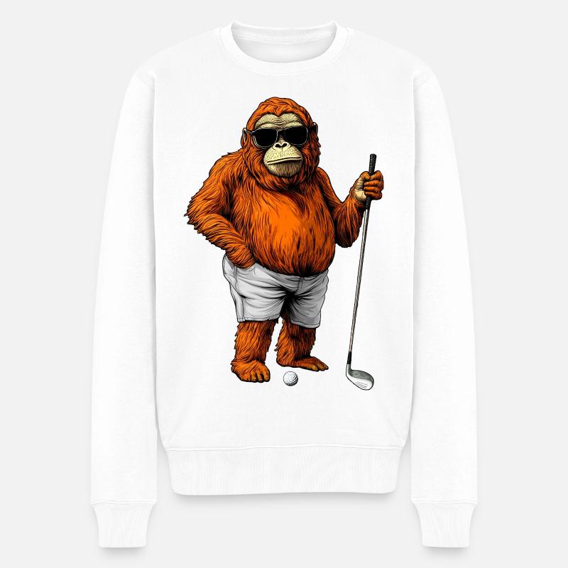 Golf Orangutang - Økologisk premium-sweatshirt til mænd - hvid