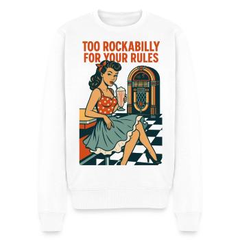 Pin-Up Girl im 50s Diner: Too Rockabilly for Rules - Männer Premium Bio Pullover - Weiß - Vorne - Thijin (182cm)