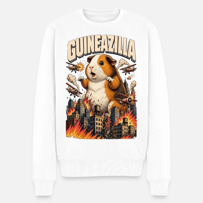 GUINEAZILLA - Männer Premium Bio Pullover - Weiß