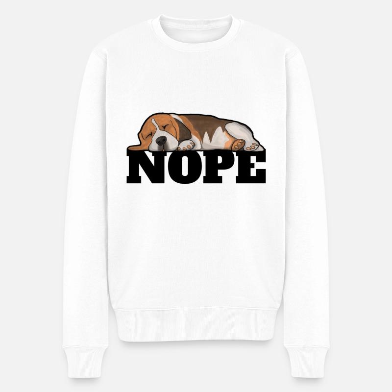 Beagle Chien Nope - Pull Premium bio Homme - blanc