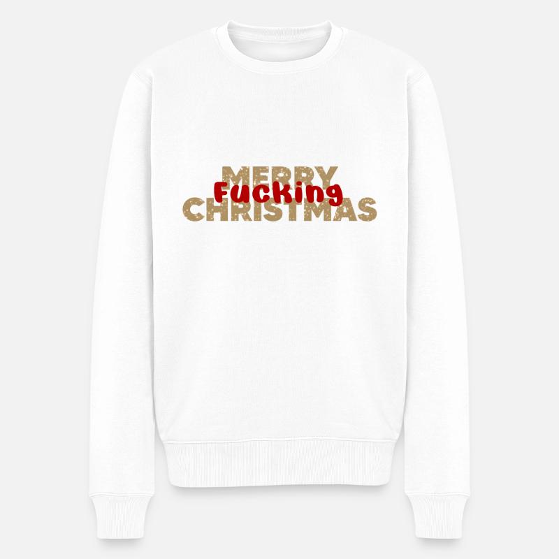 Frohe Fuc**** Weihnachten - Männer Premium Bio Pullover - Weiß