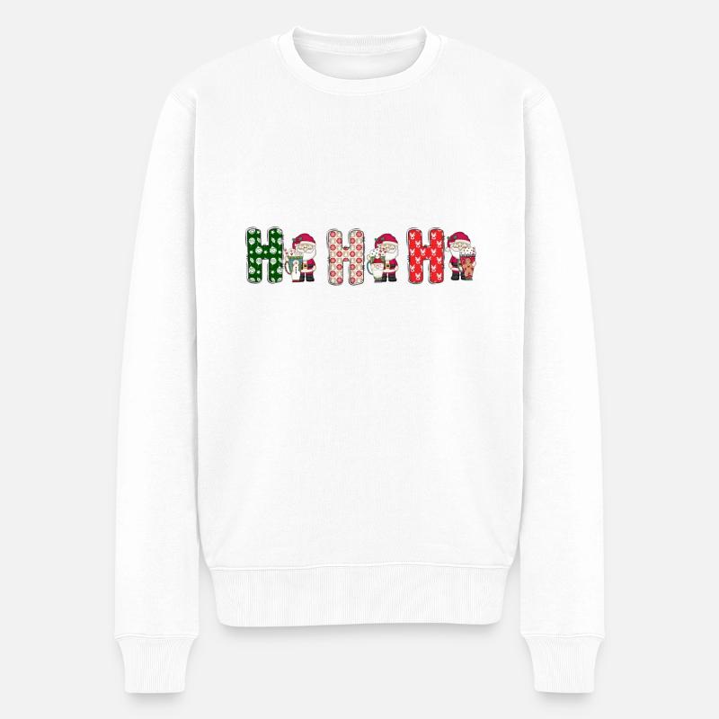 Frohe Weihnachten Weihnachtsmann Hohoho - Männer Premium Bio Pullover - Weiß
